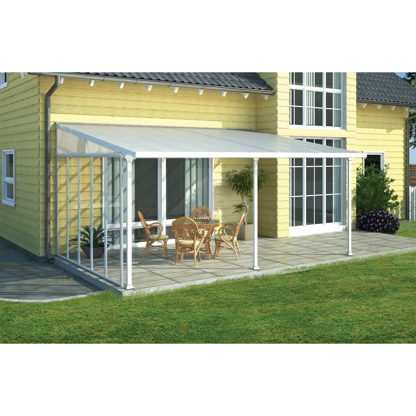 Palram Feria 13' Patio Cover Sidewall Kit - White