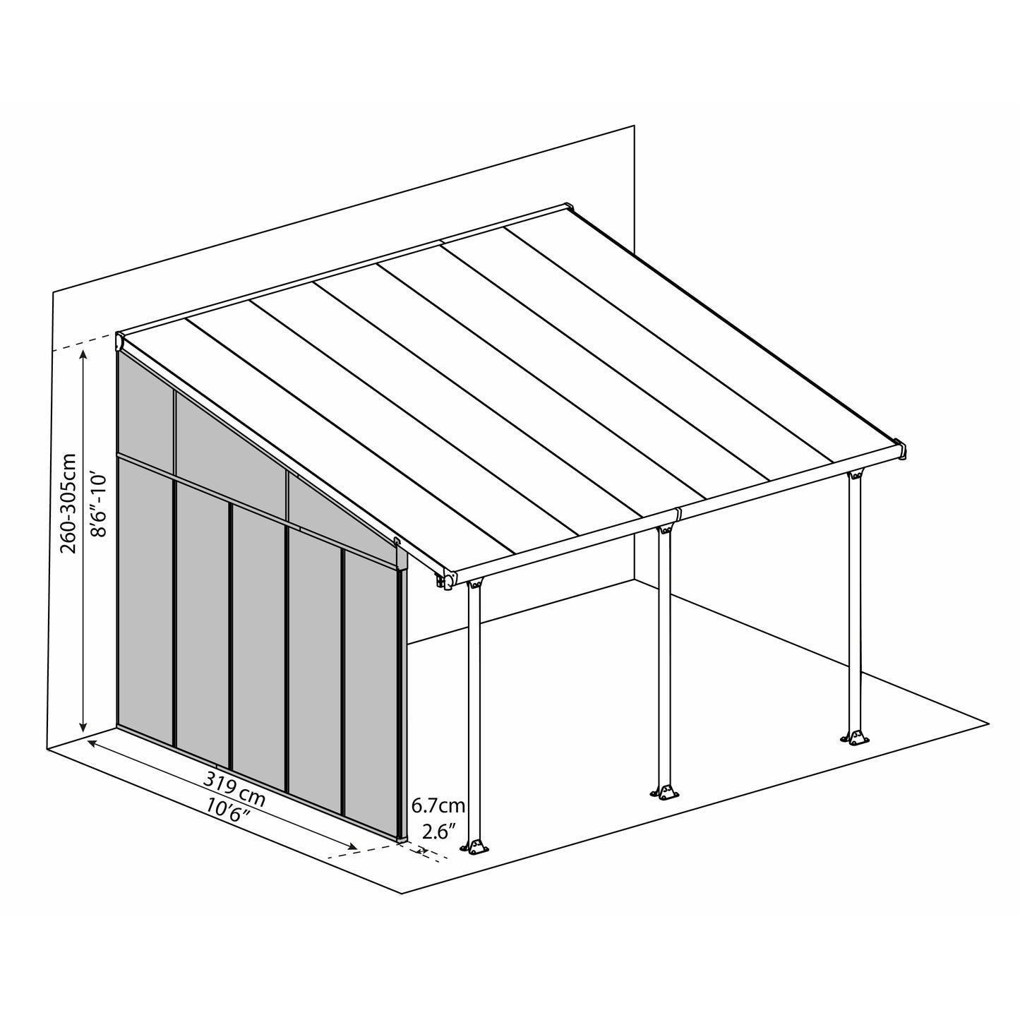 Palram Feria 13' Patio Cover Sidewall Kit - White
