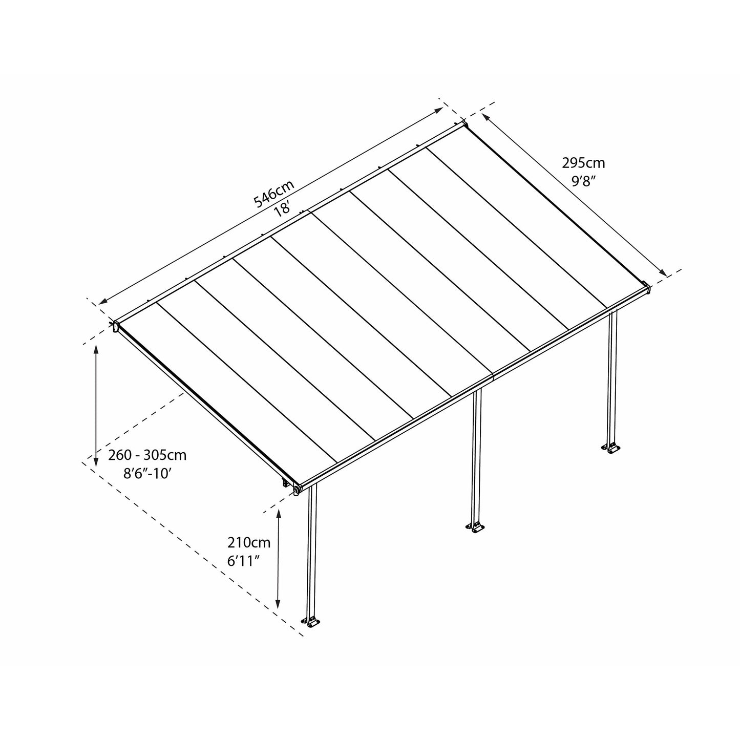 Palram Feria 10' x 18' Patio Cover - Gray