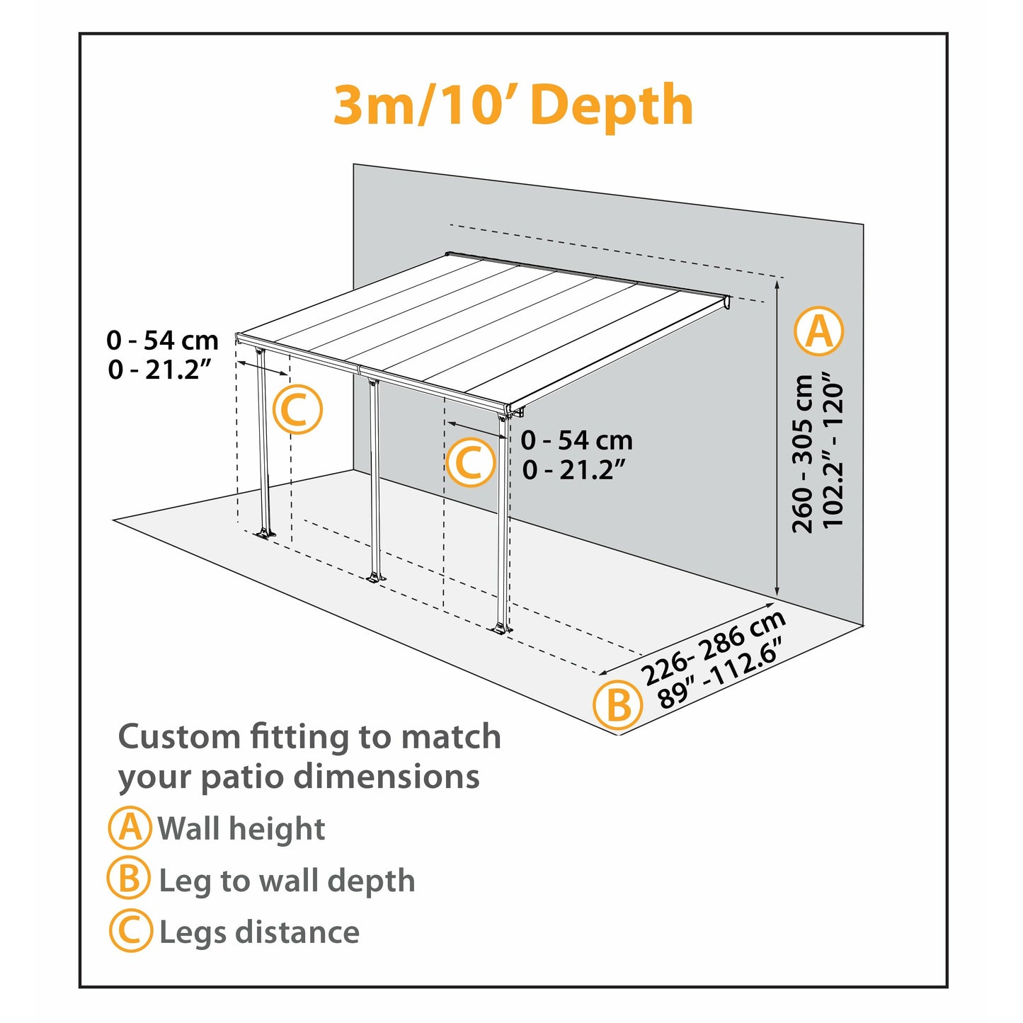 Palram Feria 10' x 24' Patio Cover - Gray