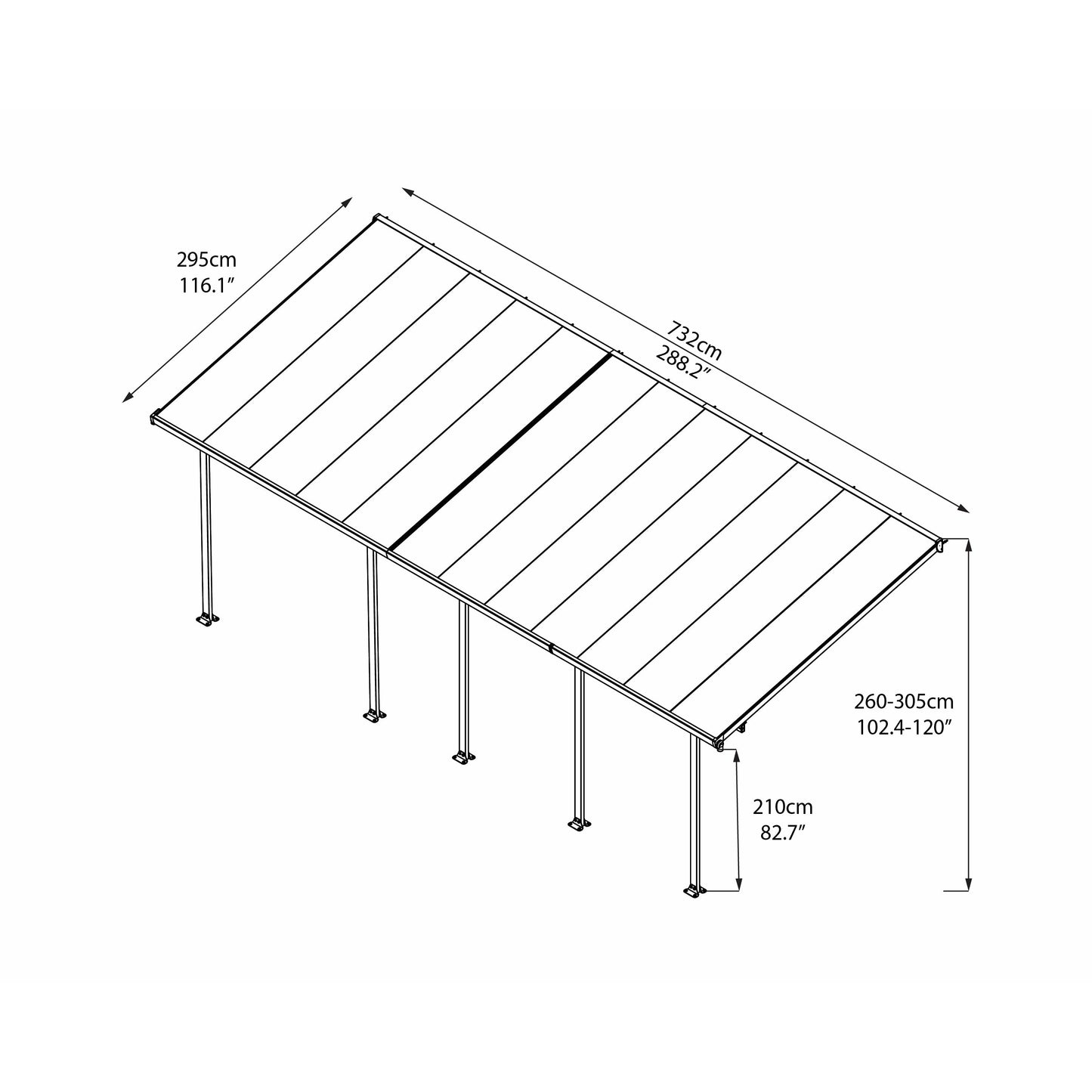 Palram Feria 10' x 24' Patio Cover - Gray