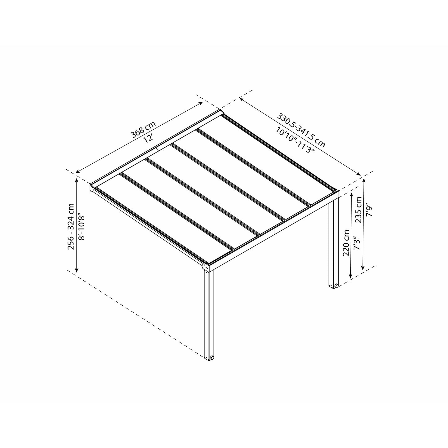 Palram STOCKHOLM PATIO COVER GRAY CLEAR 11x12