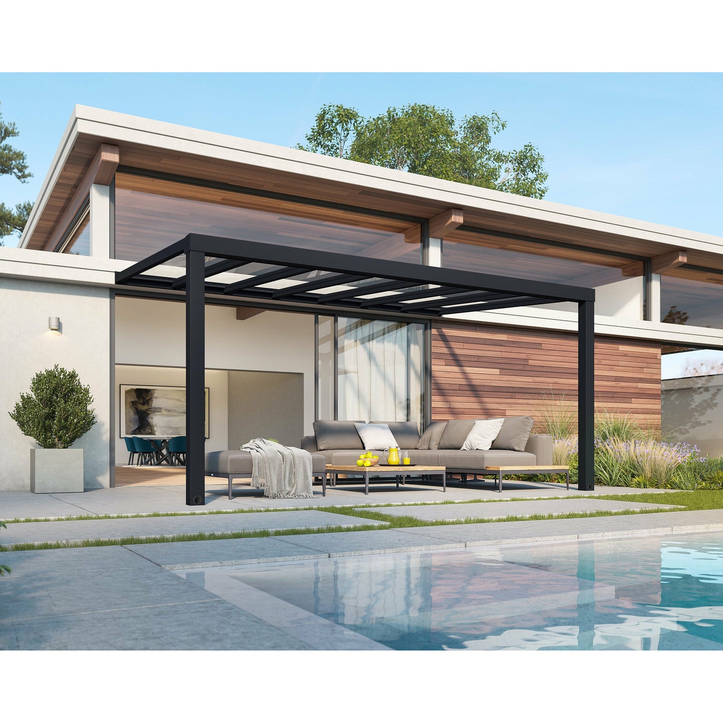 PALRAM STOCKHOLM PATIO COVER GRAY CLEAR 11x17