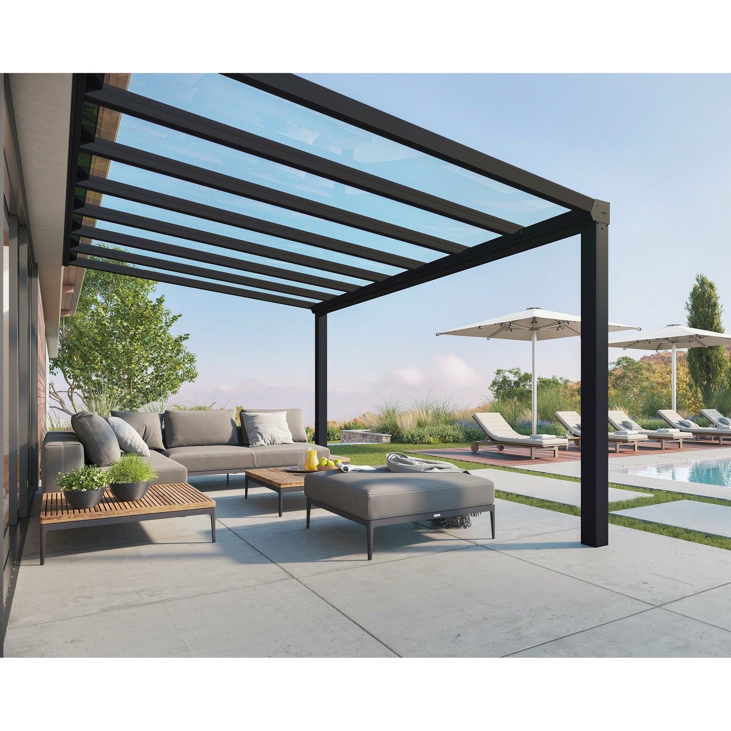 PALRAM STOCKHOLM PATIO COVER GRAY CLEAR 11x17