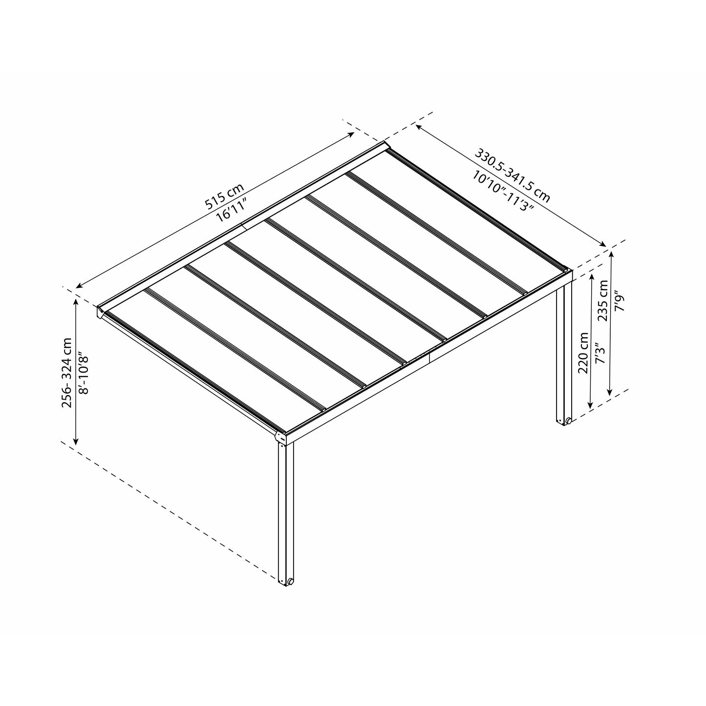 PALRAM STOCKHOLM PATIO COVER GRAY CLEAR 11x17