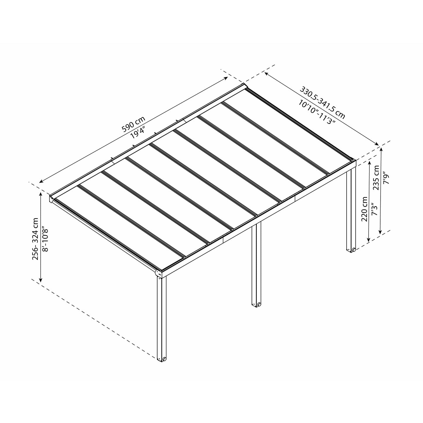 PALRAM STOCKHOLM PATIO COVER GRAY CLEAR 11x19