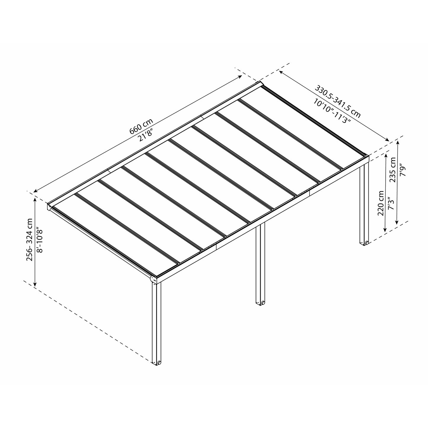 PALRAM STOCKHOLM PATIO COVER GRAY CLEAR 11x22