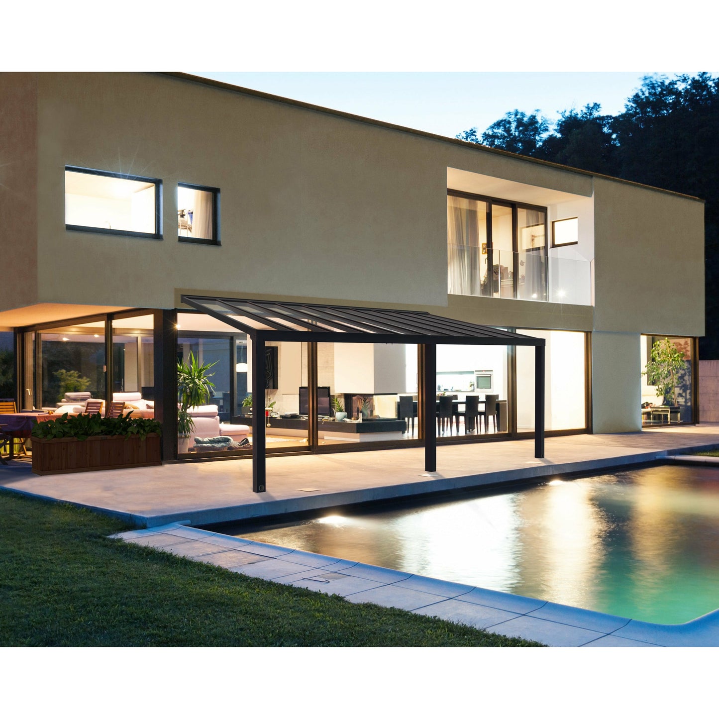 PALRAM STOCKHOLM PATIO COVER GRAY CLEAR 11x27