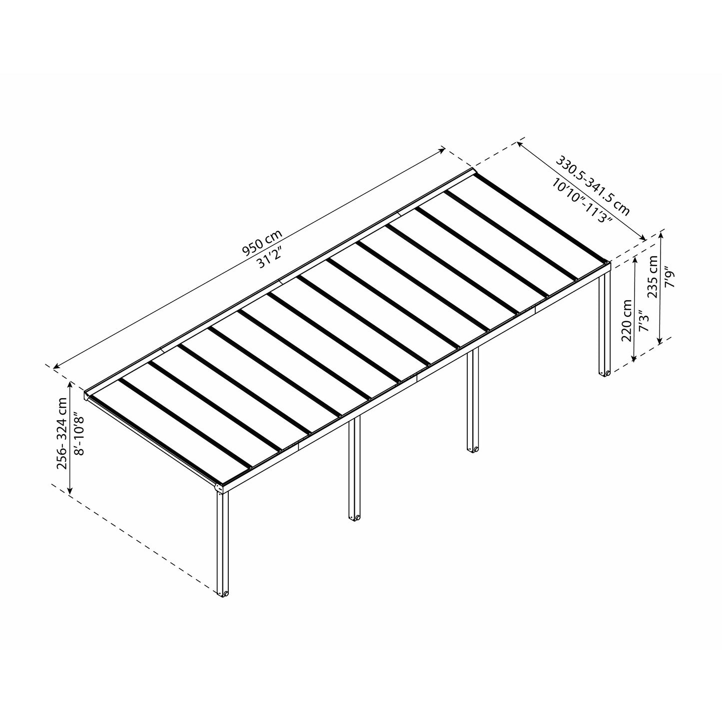 PALRAM STOCKHOLM PATIO COVER GRAY CLEAR 11x31