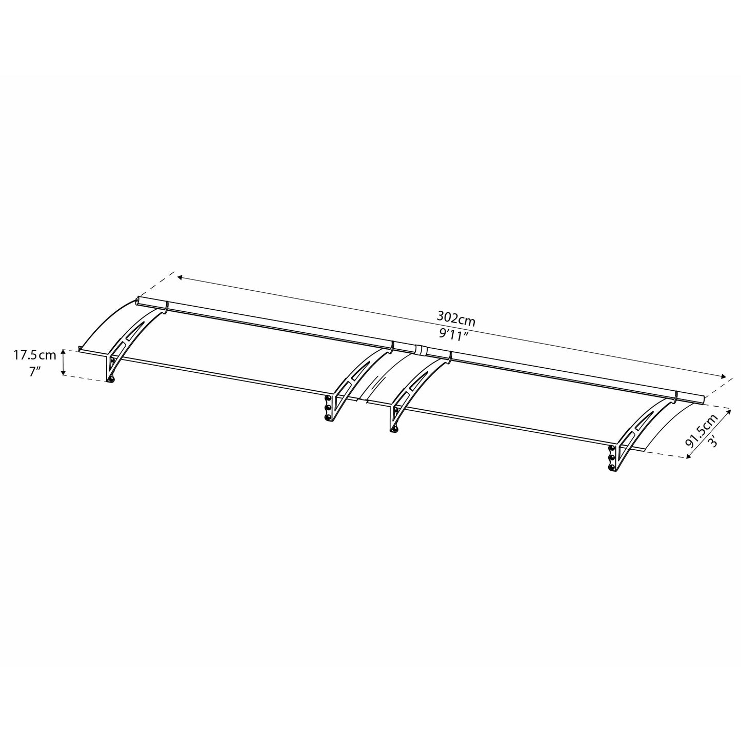 Palram Aquila 3000 Awning 10'x3' Clear
