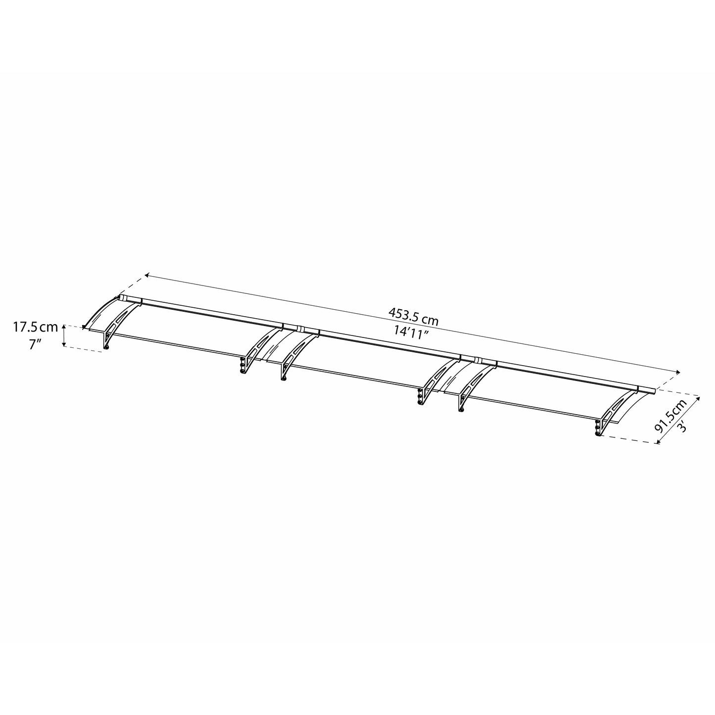 Palram Aquila 4500 Awning 15'x3' Solar Gray