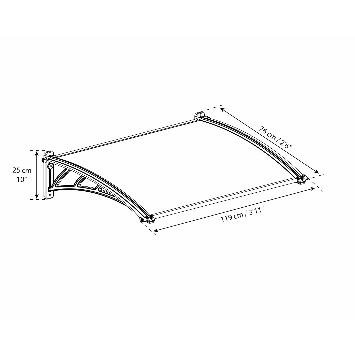 Palram Neo 1180 Door Canopy Awning Gray/Clear