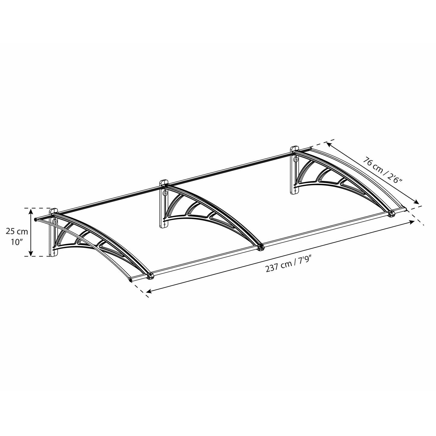 Palram Neo 2360 Door Canopy Awning Gray/Clear