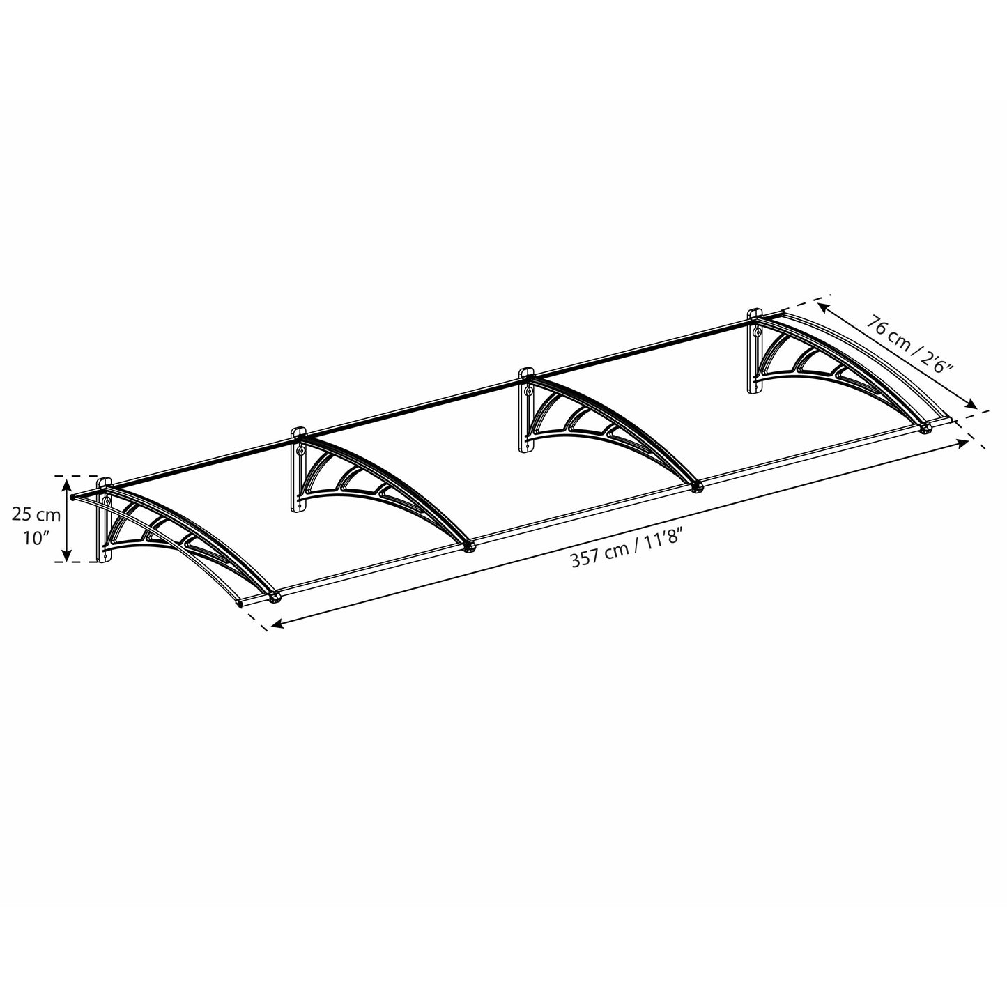 Palram Neo 3540 Door Canopy Awning Gray/Clear