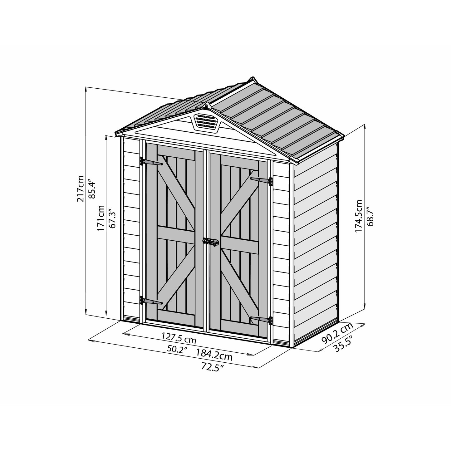 Palram Sky Light 6' x 3' Storage Shed - Gray