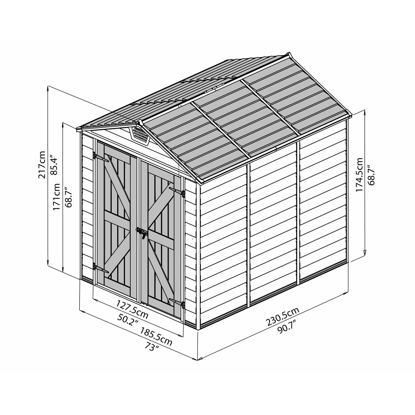 Palram SkyLight 6' x 8' Storage Shed - Gray