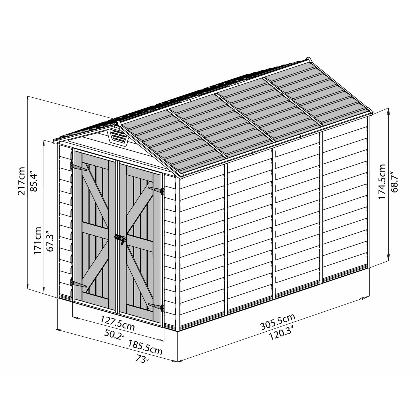 Palram SkyLight 6' x 10' Storage Shed - Gray