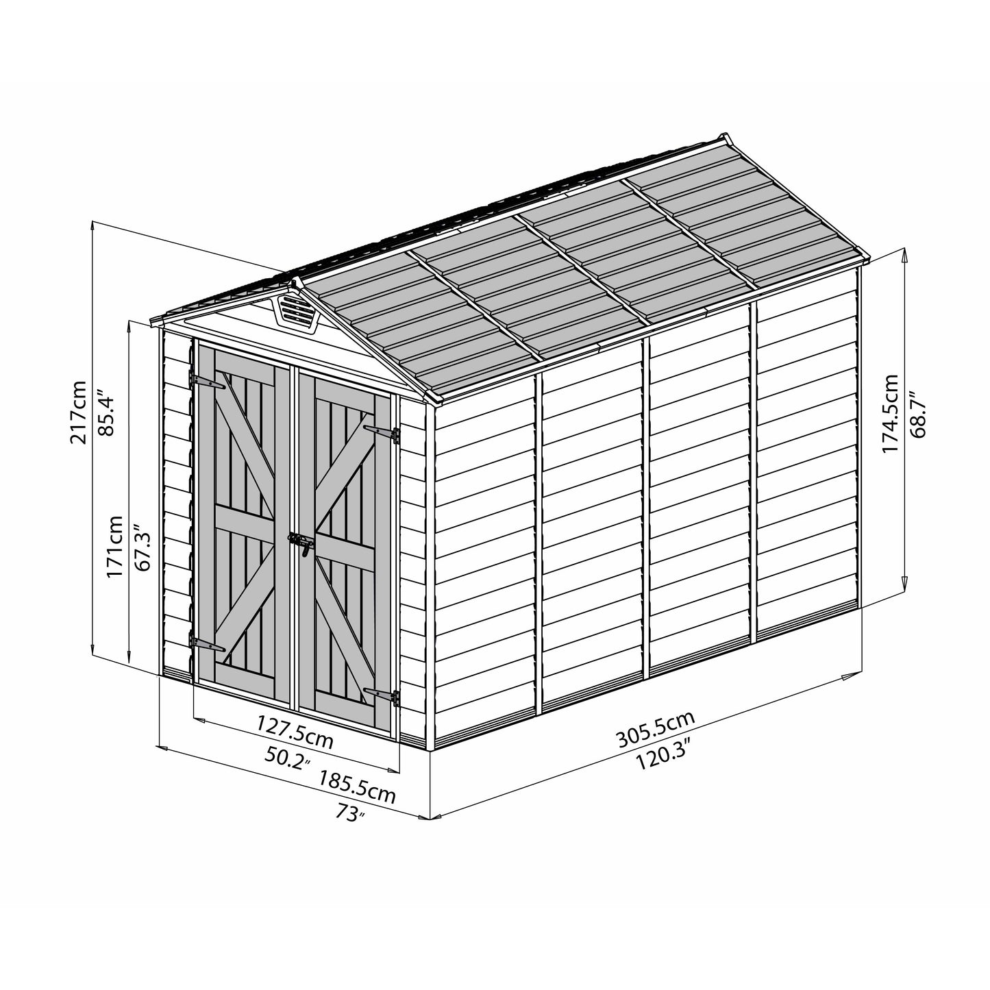 Palram SkyLight 6' x 10' Storage Shed - Tan
