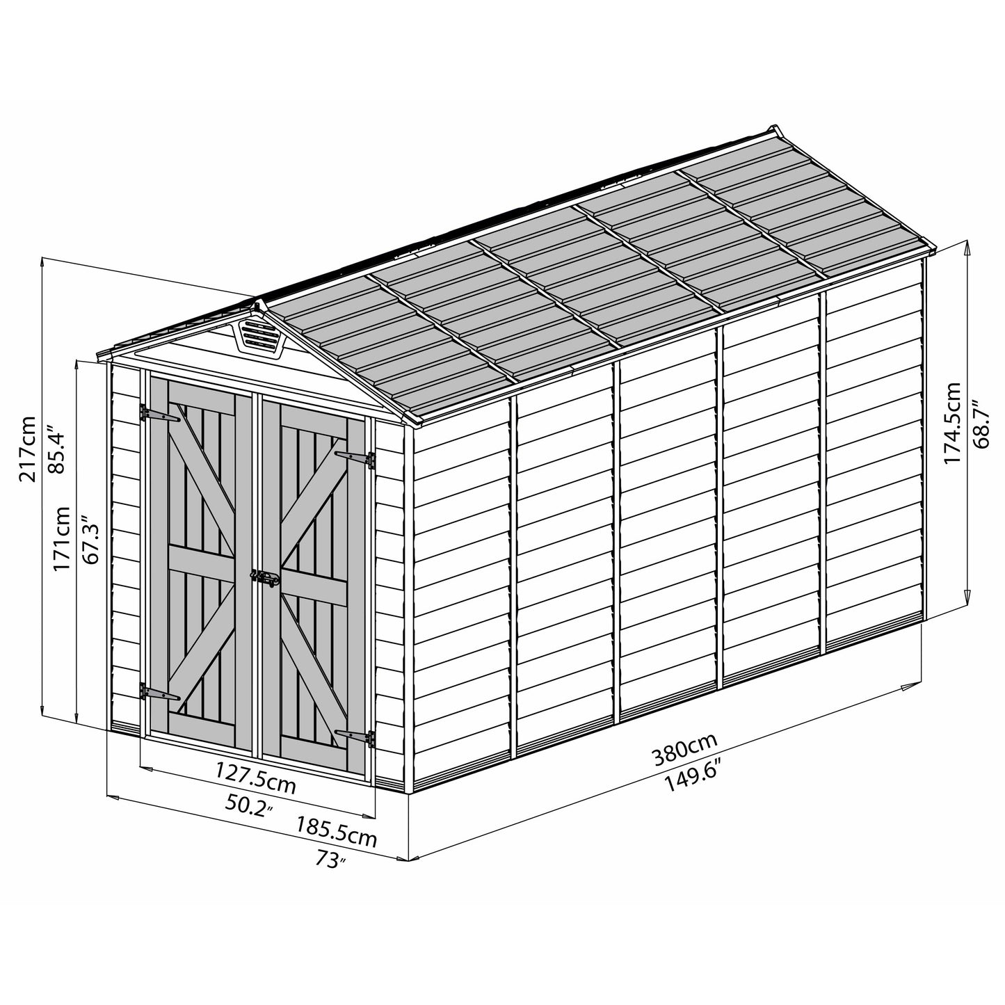 Palram SkyLight 6' x 12' Storage Shed - Tan