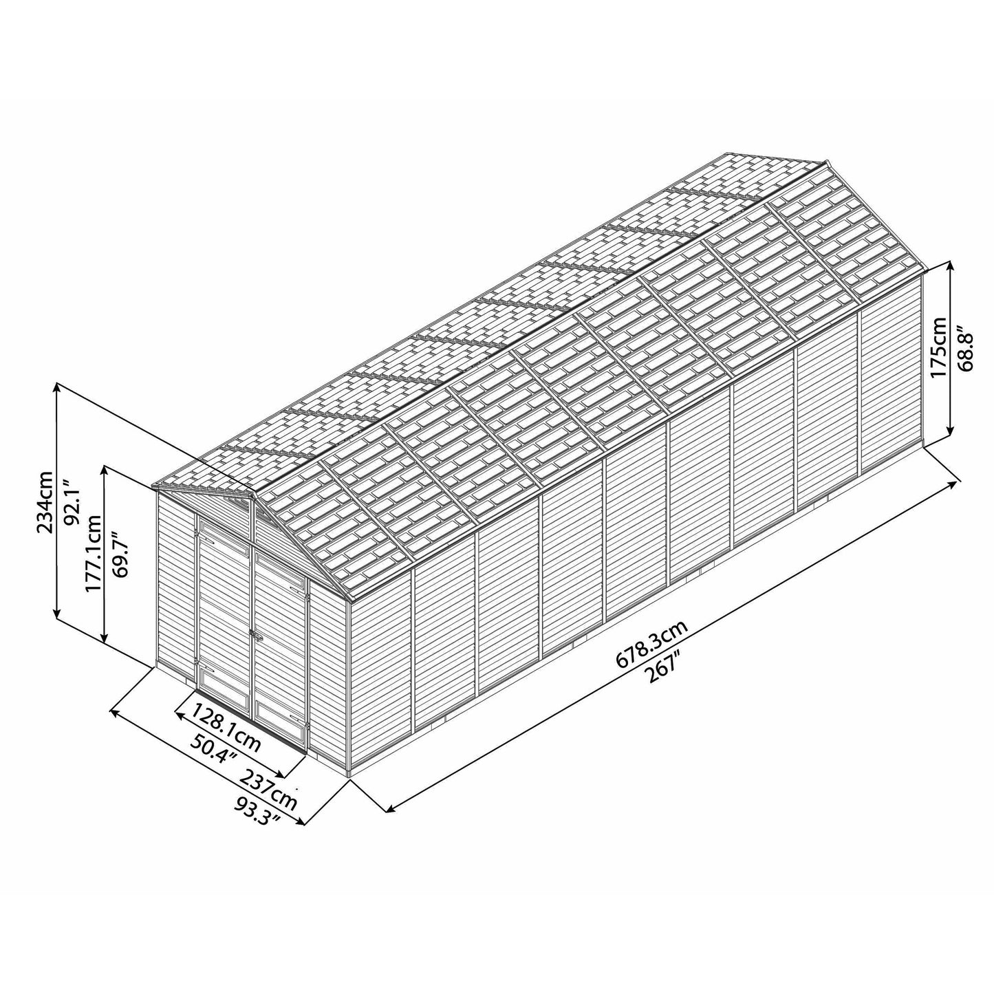 Palram SkyLight 8' x 20' Storage Shed - Tan