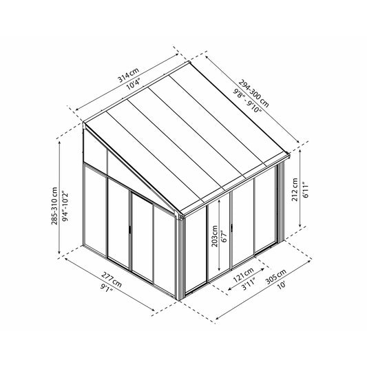 Palram SanRemo 10' x 10' Patio Enclosure-Gray/Clear