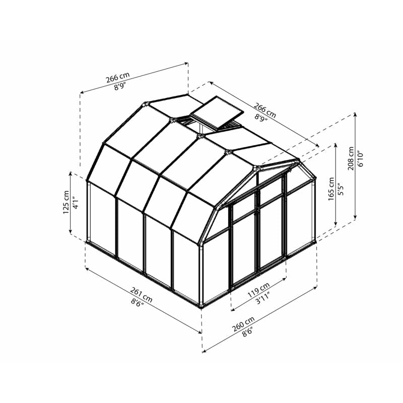 Palram - Canopia Hobby Gardener 8' x 8' Greenhouse