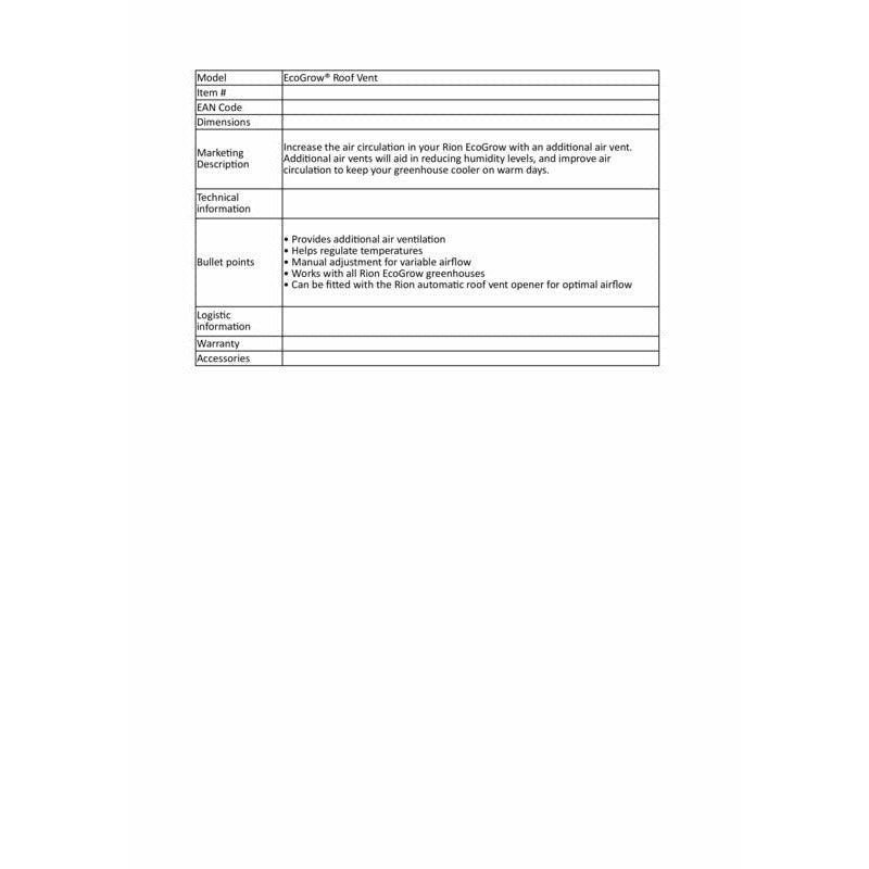 Palram - Canopia Roof Vent for EcoGrow Greenhouses