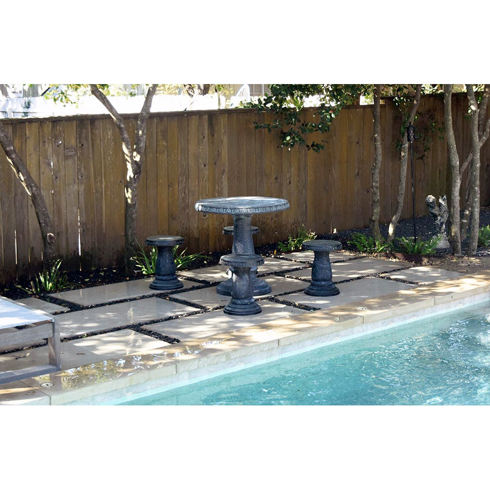 Patio Set: Table w. 4 Stools - Charcoal Grey