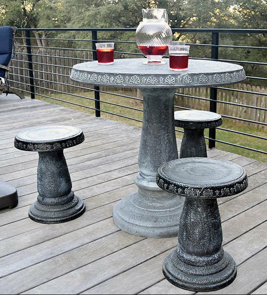 Patio Set: Table w. 4 Stools - Charcoal Grey