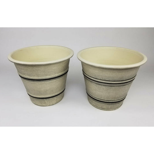 Round Sandstone Planters - Set of 2