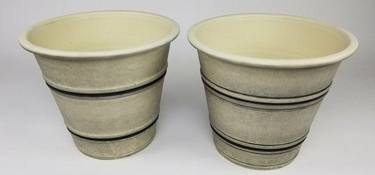 Round Sandstone Planters - Set of 2