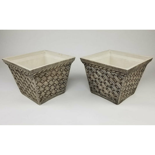 Square Sandstone Planters - Set of 2