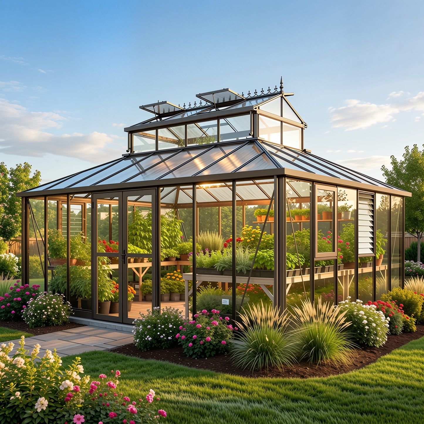 Exaco Janssens Cathedral Victorian Greenhouse with Large Cupola 15 x 20 Ft