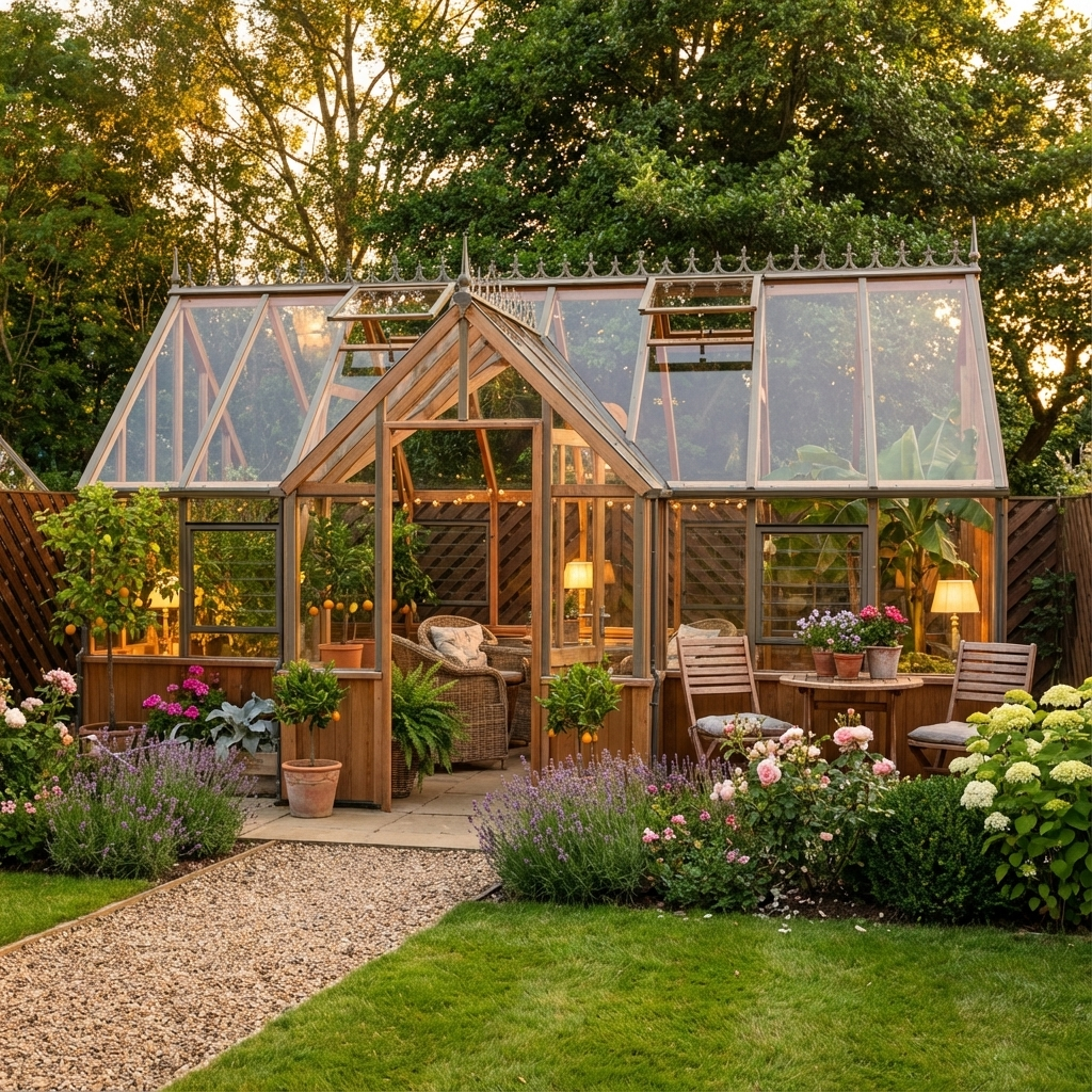 Cambridge T-shaped Cedar Half-Boarded Greenhouse