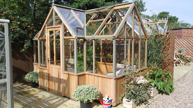 Alton Durham T- shaped Cedar Half-Boarded Greenhouse