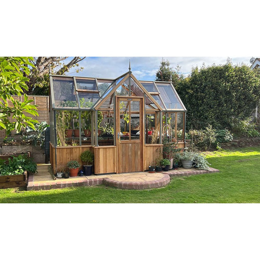 Alton Durham T- shaped Cedar Half-Boarded Greenhouse