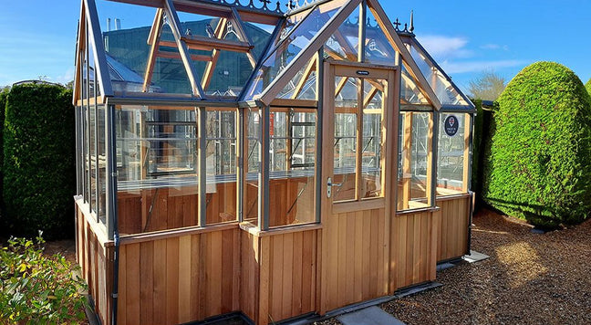 Alton Durham T- shaped Cedar Half-Boarded Greenhouse