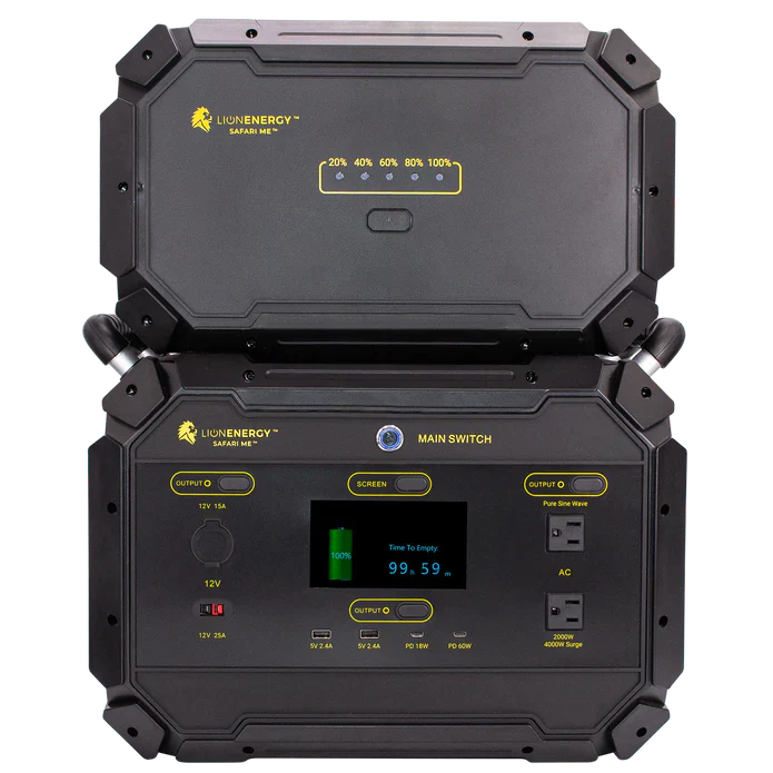 Lion SafariTM Portable Generator, 1612Wh LiFePO4, 3000W AC, 2 USB-A, 2 USB-C / PD 60W