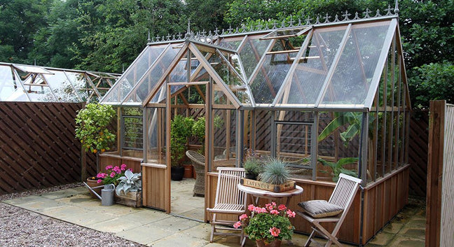 Cambridge T-shaped Cedar Half-Boarded Greenhouse