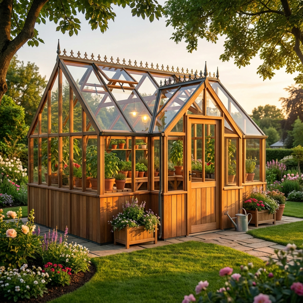 Cambridge T-shaped Cedar Half-Boarded Greenhouse