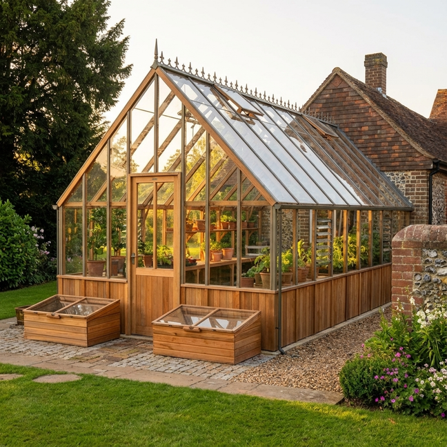 Westminster Cedar Half-Boarded Greenhouse
