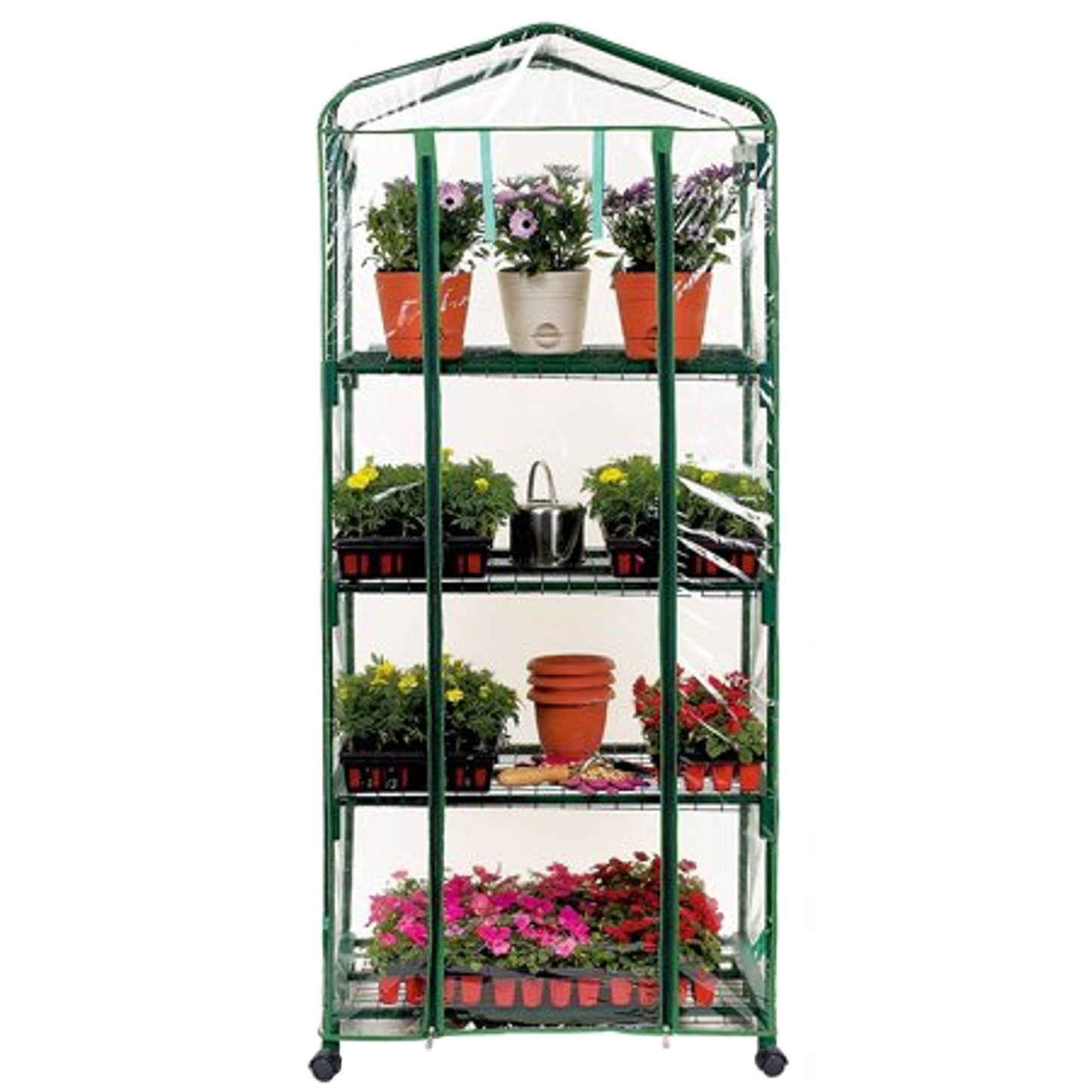 GENESIS 4 Tier Portable Rolling Greenhouse with Clear Cover GEN-4PVC