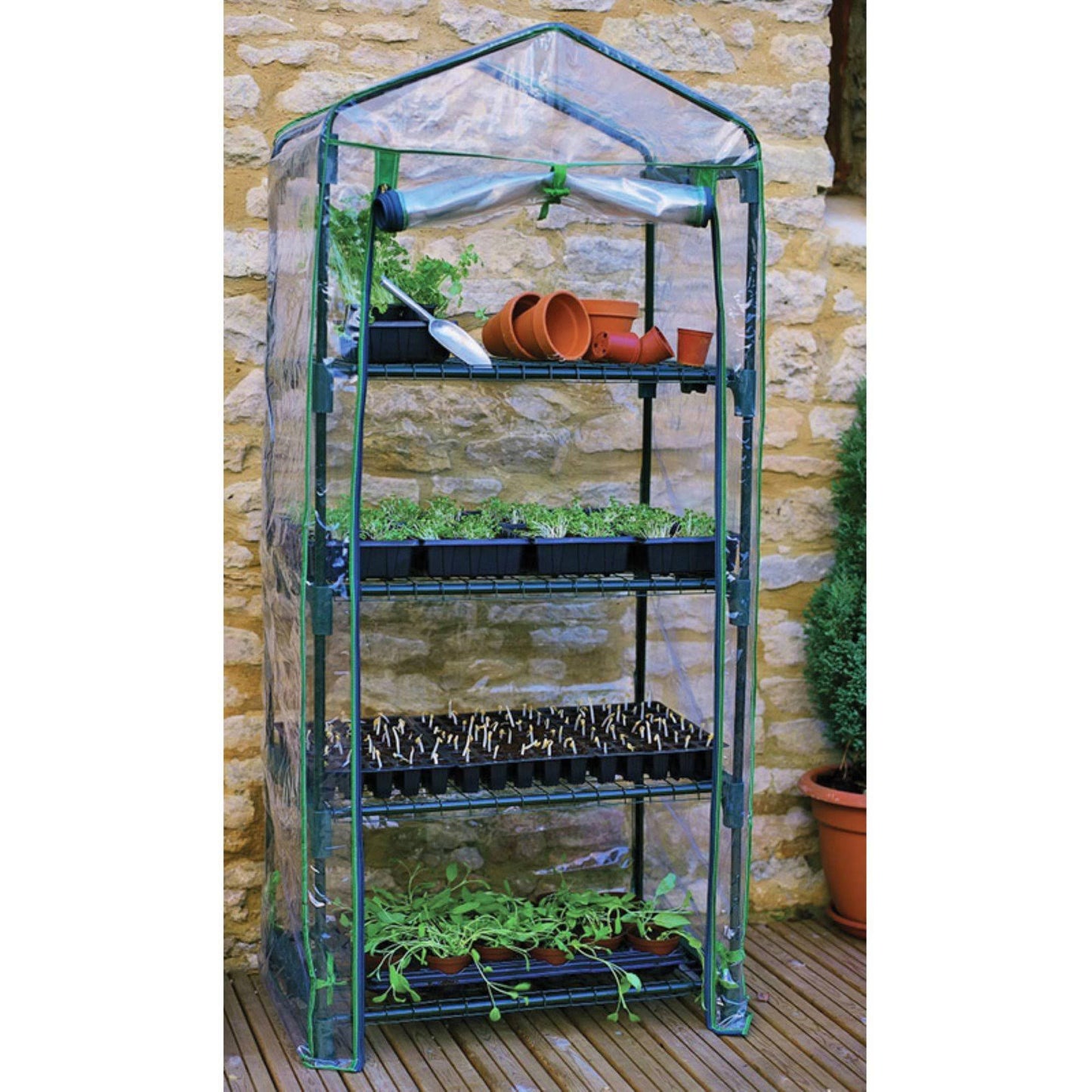 GENESIS 4 Tier Portable Rolling Greenhouse with Clear Cover GEN-4PVC