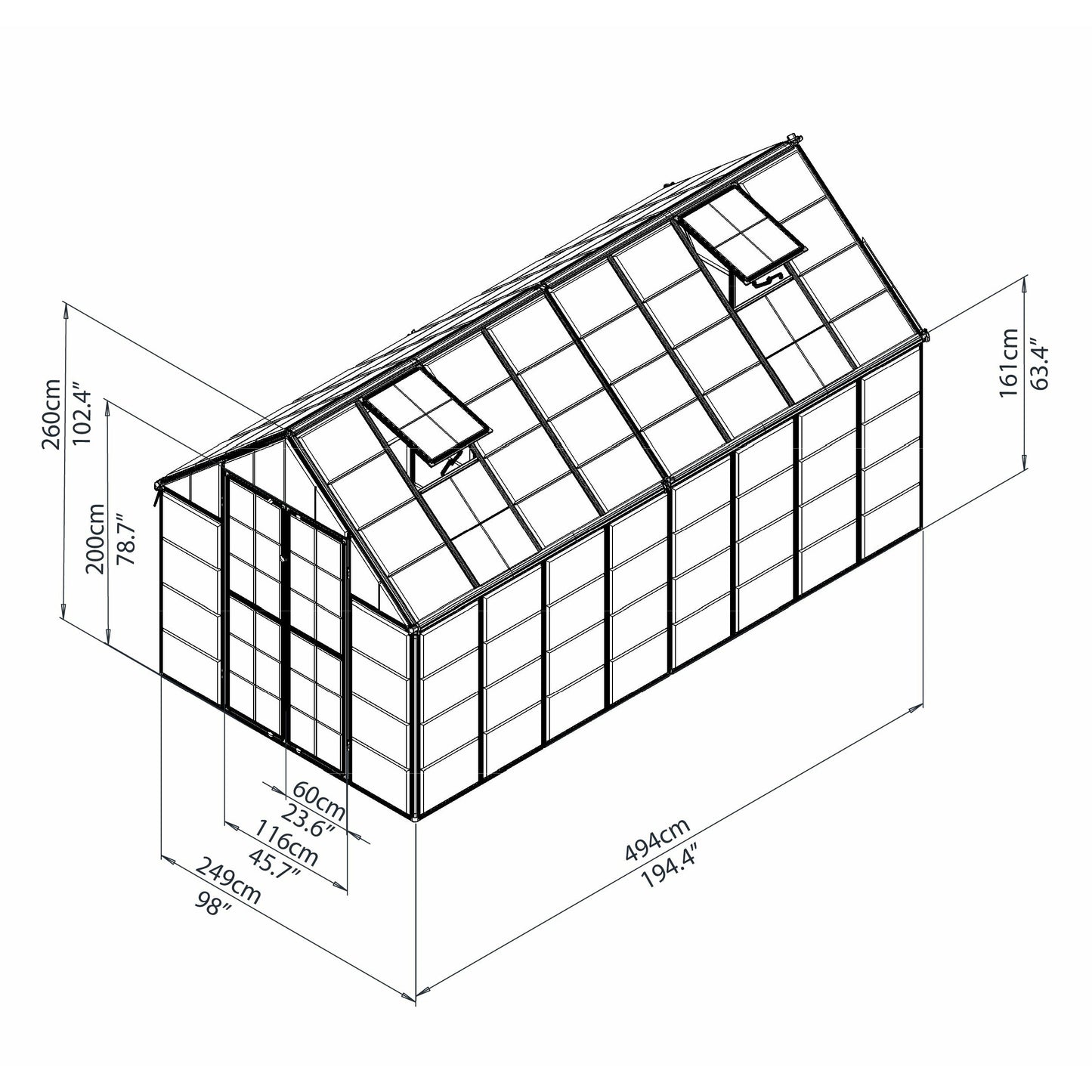 Palram Snap & Grow 8' x 16' Greenhouse - Silver