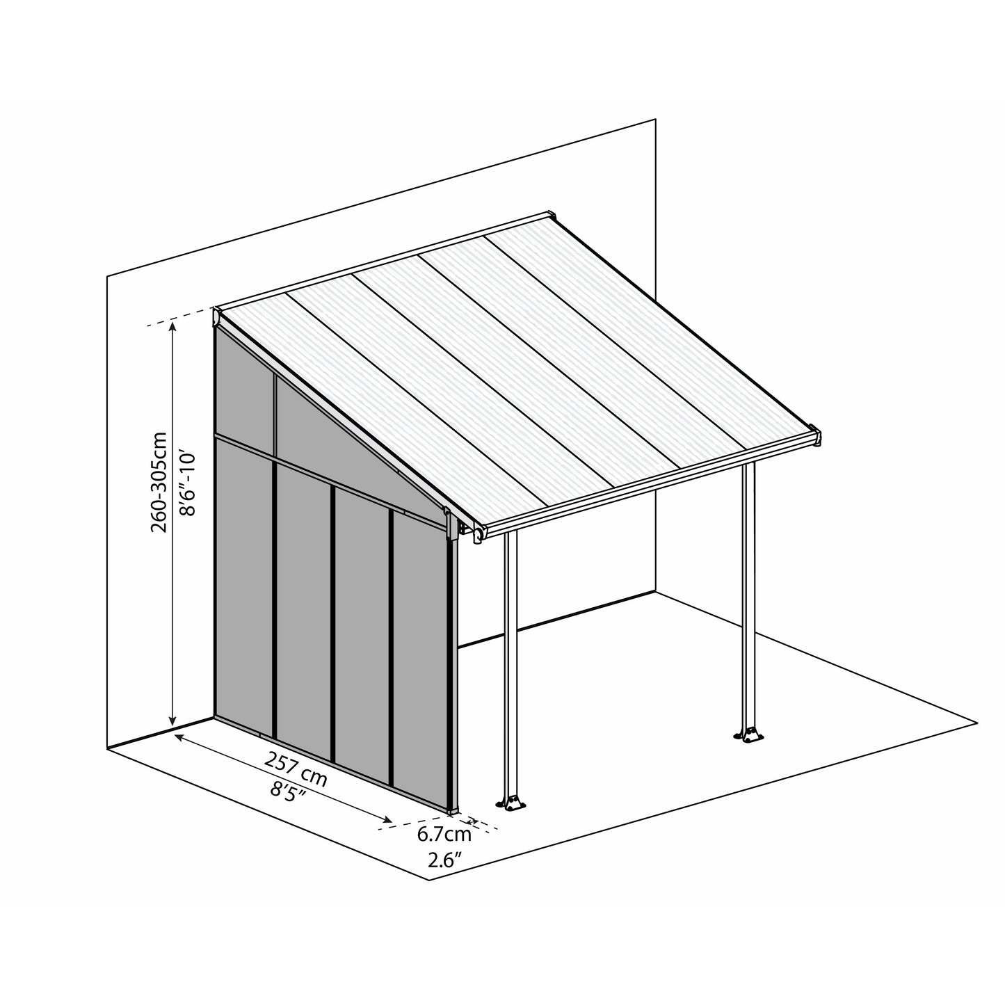 Palram Feria 10' Patio Cover Sidewall Kit - White