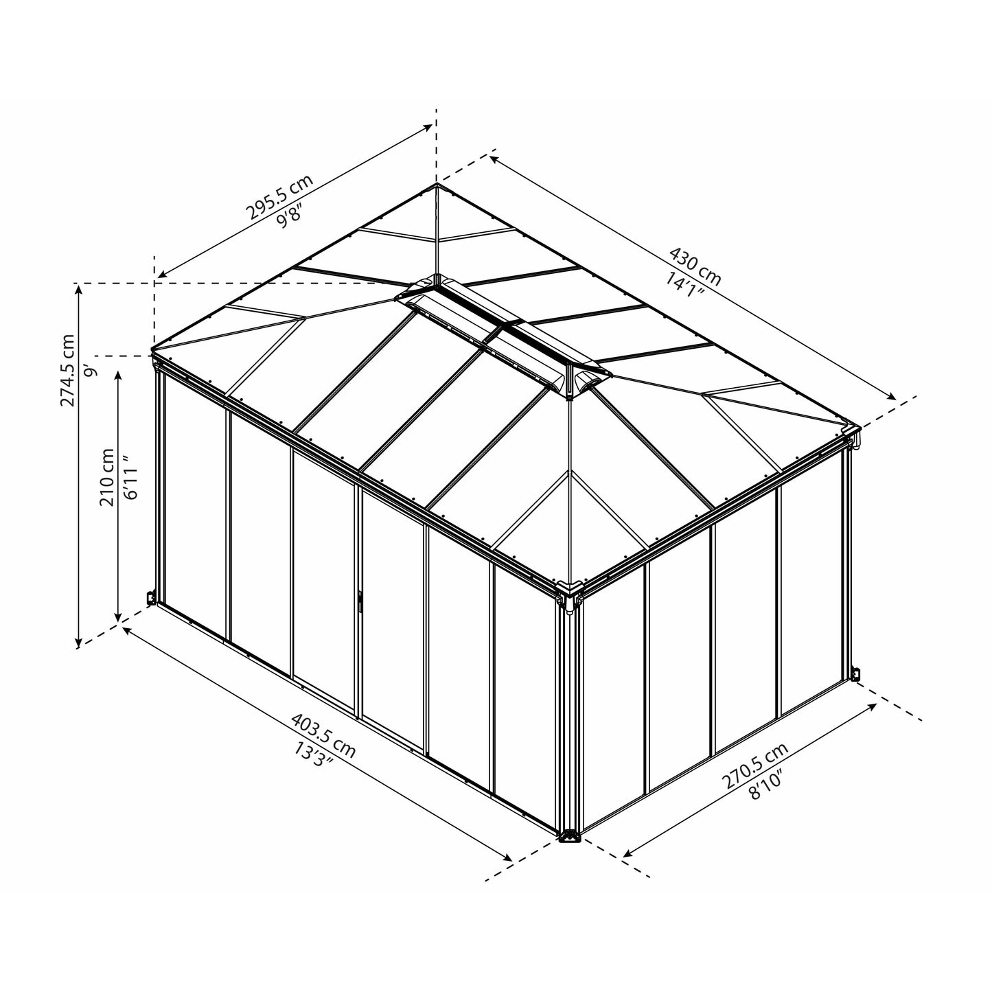 Palram Ledro Gazebo 10 x 14 GRAY/BRNZ