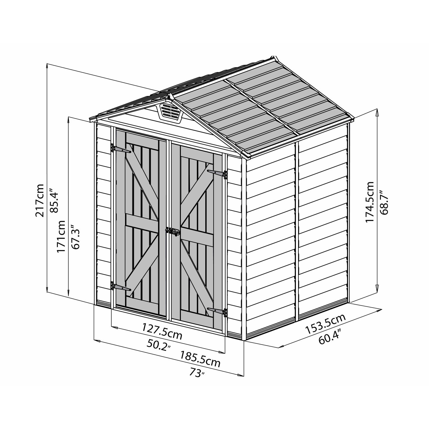 Palram Sky Light 6' x 5' Storage Shed - Gray