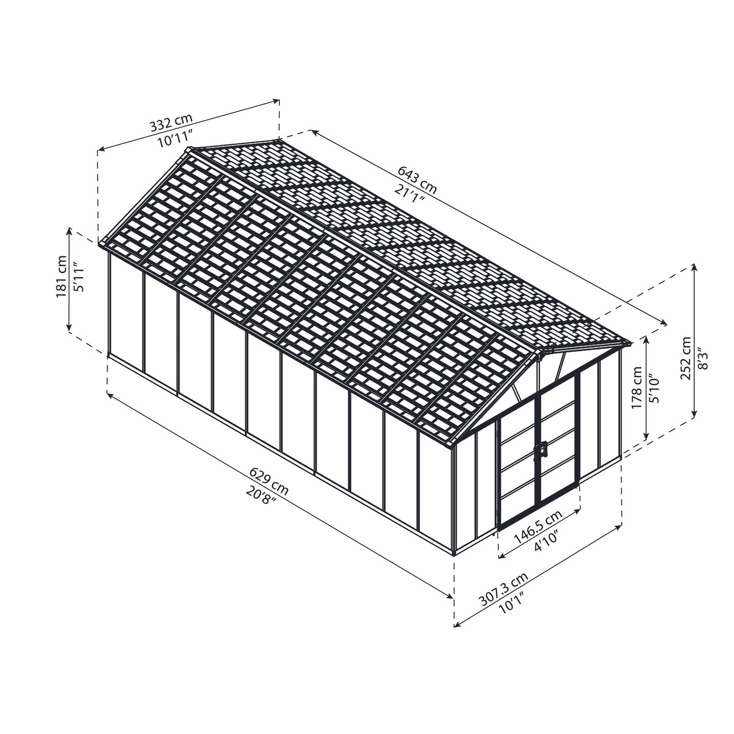 Palram Yukon Shed S- 11' x 21' Gray