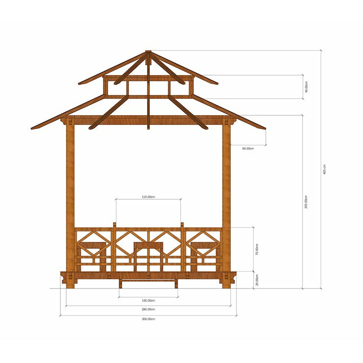 Exaco Exquisite Handcrafted Solid Wood Gazebo from Bali Indonesia - 100 sq.ft