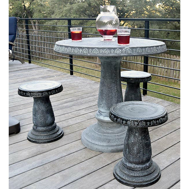 Patio Set: Table w. 4 Stools - Charcoal Grey